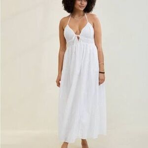 Aerie  White Halter Maxi Dress